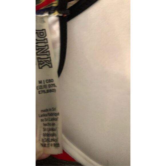 Victoria’s Secret Pink Bikini Top Red Tropical Floral Padded Medium - Picture 6 of 6